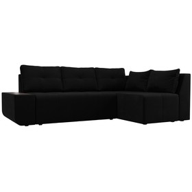 Угловой диван «Амадэус», правый угол, микровельвет, цвет чёрный