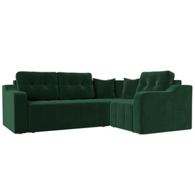 Угловой диван «Кембридж», механизм еврокнижка, велюр, цвет зелёный
