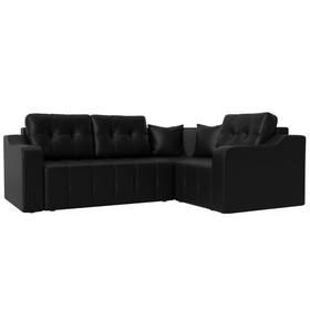 Угловой диван «Кембридж», механизм еврокнижка, экокожа, цвет чёрный