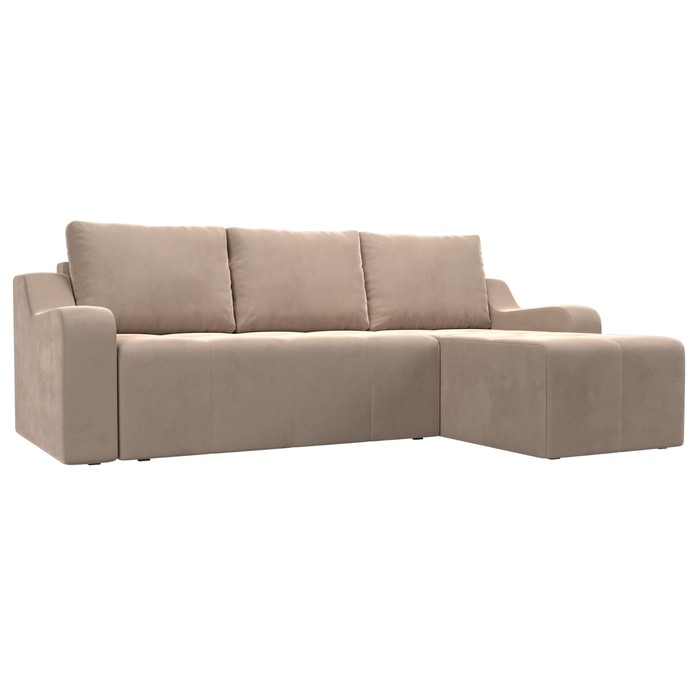 Угловой диван «Элида», правый угол, велюр, цвет бежевый - Фото 1