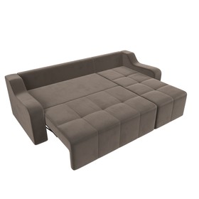 Угловой диван «Элида», правый угол, велюр, цвет коричневый