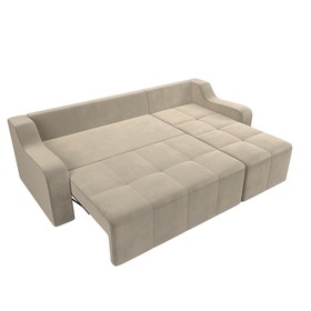 Угловой диван «Элида», правый угол, микровельвет, цвет бежевый