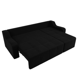 Угловой диван «Элида», правый угол, микровельвет, цвет чёрный