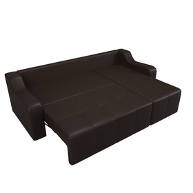 Угловой диван «Элида», правый угол, экокожа, цвет коричневый