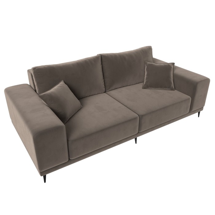 Прямой диван «Льюес», без механизма, велюр, цвет коричневый - фото 1885382914