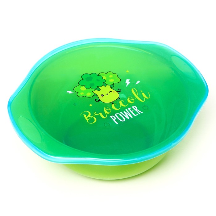 Тарелка для кормления Broccoli Power, c крышкой, цвет зеленый - фото 1907449279