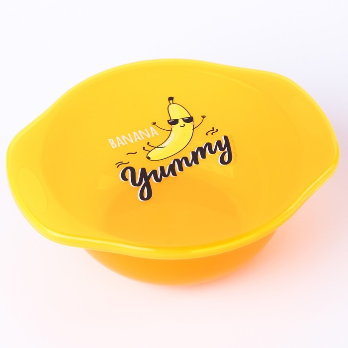 Тарелка для кормления Banana Yummy, c крышкой, цвет желтый - фото 1888326394