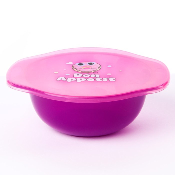Тарелка для кормления Bon Appetit, c крышкой, цвет фиолетовый - фото 1907449290