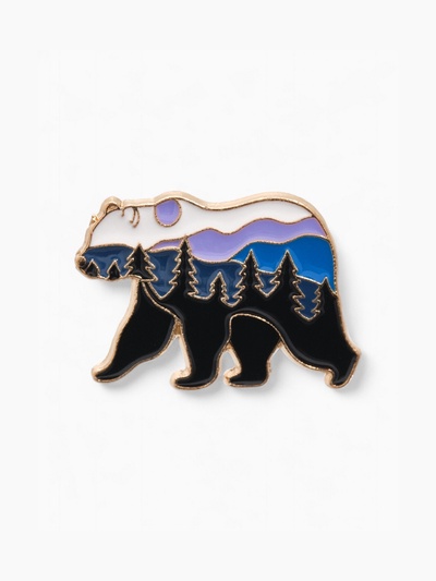 Значок «Медведь» лес, цветной в золоте