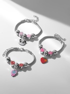 Браслет детский «Выбражулька» сердечки, подвеска МИКС, цветной в серебре (комплект 2 шт) - фото 63063247