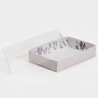 Кондитерская упаковка, коробка для макарун с PVC крышкой, «Лаванда», 18×12×3.5 см 7655865