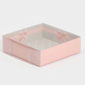 Коробка для макарун с PVC крышкой, кондитерская упаковка «Приятных моментов», 12 х 12 х 3 см