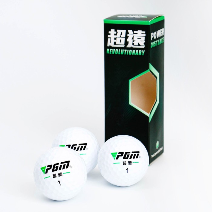 Мячи для гольфа "Power Distance" PGM, двухкомпонентные, d=4.3 см, набор 3 шт - Фото 1