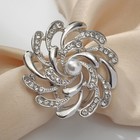 Кольцо для платка "Спираль" с жемчужиной, цвет белый в серебре - Фото 1
