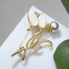 Брошь «Букет» изящный, цвет белый в золоте - Фото 1