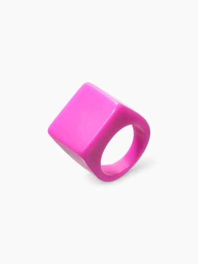 Кольцо пластик «Квадрат», цвет малиновый, 17 размер