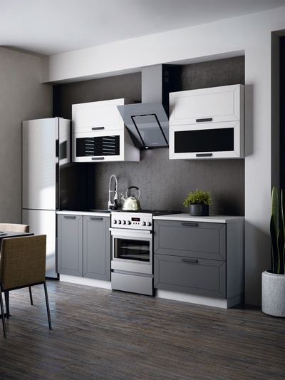 Кухонный гарнитур прямой «Монако», 1600 мм, МДФ, цвет софт белый/софт графит