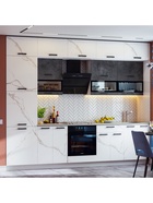 Кухня трёхуровневая в потолок «Техно», 3000 мм, цвет мрамор белый/бетон графит - Фото 4