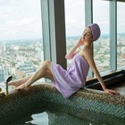 Набор для сауны Экономь и Я:полотенце-парео 68*150см + чалма, цв.лаванда,100%хл, 320 г/м2 - Фото 3