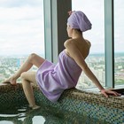 Набор для сауны Экономь и Я:полотенце-парео 68*150см + чалма, цв.лаванда,100%хл, 320 г/м2 - Фото 4