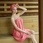 Набор для сауны Экономь и Я:полотенце-парео 68*150см+чалма, цв.пыльно-розовый,100%хл,320 г/м - фото 9757203