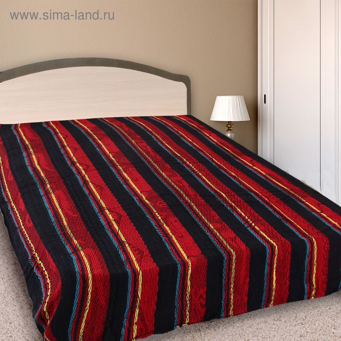 Покрывало "Эконом" 1.5 сп Красное в полоску, размер 140х190 см +/- 15 см, 50% хлопок, 50% п/э - Фото 1