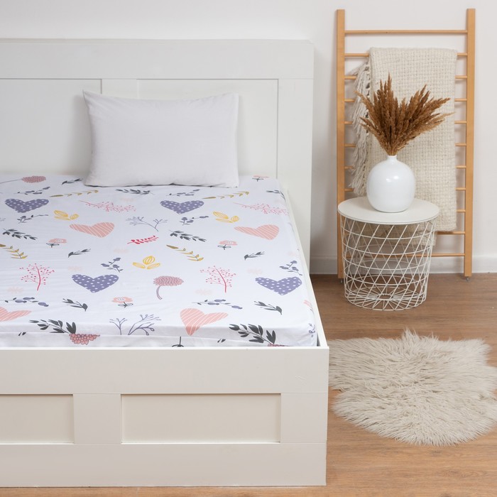 Простыня на резинке 2-спальная «Этель» Flower garden, 160×200+25 см, бязь - Фото 1