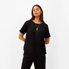 Костюм женский (футболка, брюки) MINAKU: Enjoy цвет чёрный, размер 44 7636084