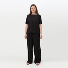 Костюм женский (футболка, брюки) MINAKU: Enjoy цвет чёрный, размер 48 - фото 319808223