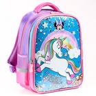 Рюкзак школьный для девочки, розовый, 39 см × 30 см × 14 см, Минни Маус и единорог - Фото 6
