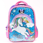 Рюкзак школьный для девочки, розовый, 39 см × 30 см × 14 см, Минни Маус и единорог - Фото 7