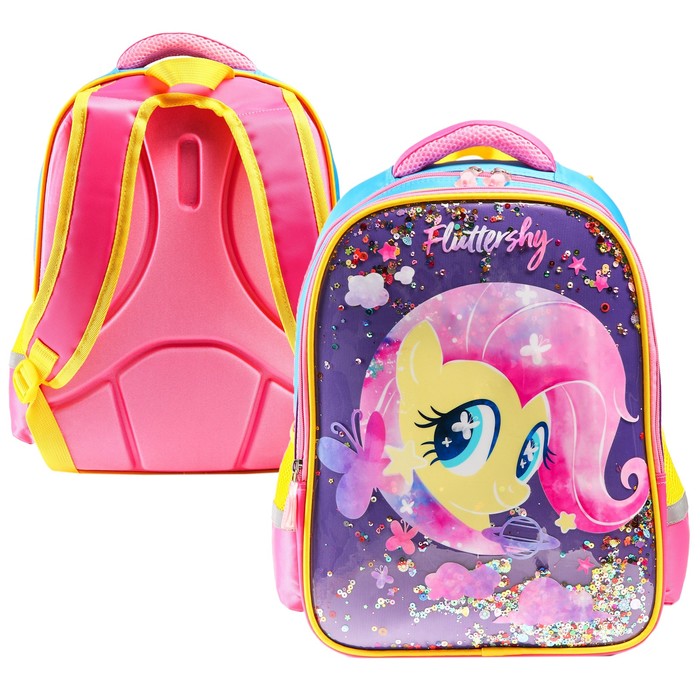 Рюкзак школьный, 39 см х 30 см х 14 см &quot;Флаттершай&quot;, My little Pony