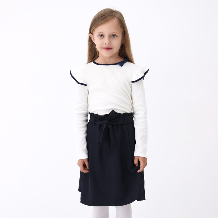 Школьная блузка для девочки, цвет молочный, рост 122 см