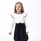 Школьная блузка для девочки, цвет молочный, рост 128 см - Фото 5
