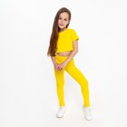 Костюм для девочки (футболка, лосины), цвет жёлтый, рост 122 см - фото 2735924