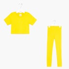 Костюм для девочки (футболка, лосины), цвет жёлтый, рост 128 см - фото 25388223