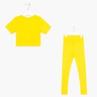 Костюм для девочки (футболка, лосины), цвет жёлтый, рост 128 см - фото 25388225