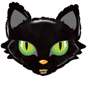 Шар фольгированный 28" «Чёрный кот», фигура, голова