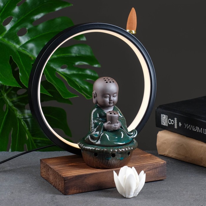 Набор благовоний на подставке "Будда" 23х20см, с подсветкой USB - фото 1877963324