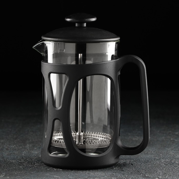 Чайник заварочный френч - пресс «Веном», 800 мл, стекло, цвет чёрный - Фото 1