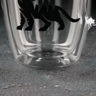 Кружка стеклянная с двойными стенками Magistro «Дуо. Тигр силуэт», 300 мл, 12,5×8,5×10 см - Фото 3
