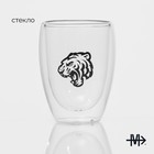 Стакан стеклянный с двойными стенками Magistro «Поль. Тигр», 350 мл, 8,5×11 см - Фото 2
