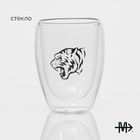 Стакан стеклянный с двойными стенками Magistro «Поль. Благородный тигр», 350 мл, 8,5×11,5 см - фото 21609393