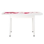 Стол раздвижной с фп Маргаритки, 1100/1500х700х777, стекло/пояс белый/прямые белые ноги - фото 25270963