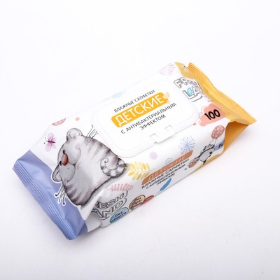 Влажные салфетки для детей Freshland с антибактериальным эффектом, 100 шт.