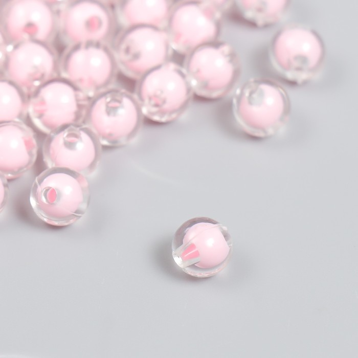 Бусины пластик "Светло-розовые" глянец 20 гр  d=0,8 см - Фото 1