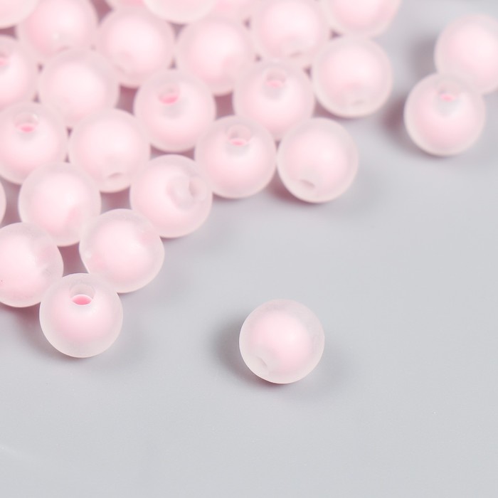 Бусины пластик "Розовые" матовые 20 гр d=0,8 см - Фото 1