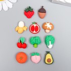 Декор для творчества пластик "Полезные овощи и фрукты" набор 11 шт 1,8х1,5 см - фото 9759537