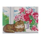 Алмазная мозаика на подрамнике с полным заполнением «Котик на окне», 30х40см - фото 24587285