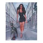 Алмазная мозаика на подрамнике с полным заполнением «Девушка с доберманом», 40х50см - фото 25444631